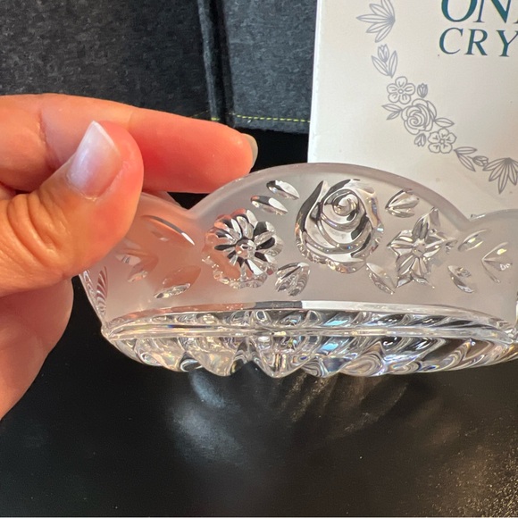 Oneida Crystal SOUTHERN GARDEN 3-Part Relish Dish Heart Shape 8" Germany Cottage - Picture 5 of 8